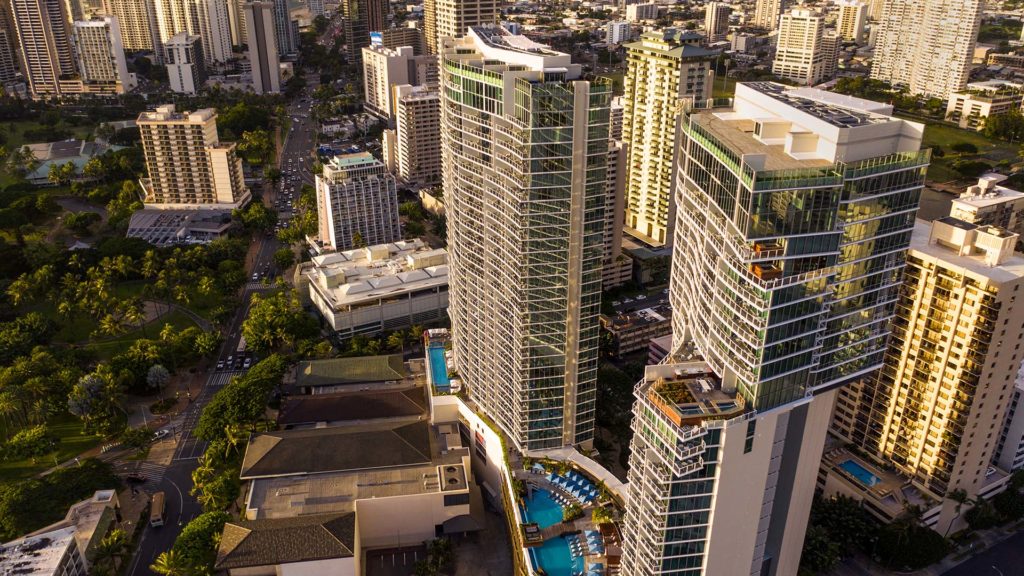 a high rise buildings in a city